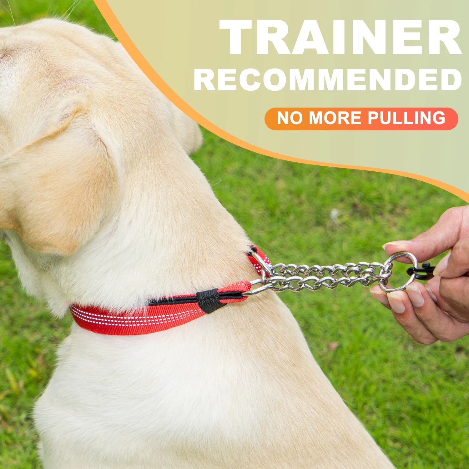 Dog Collar with Air Tag Holder, Reflective Nylon Soft Padded No Pull Training Collars Adjustable Stainless Steel Chain Collar f