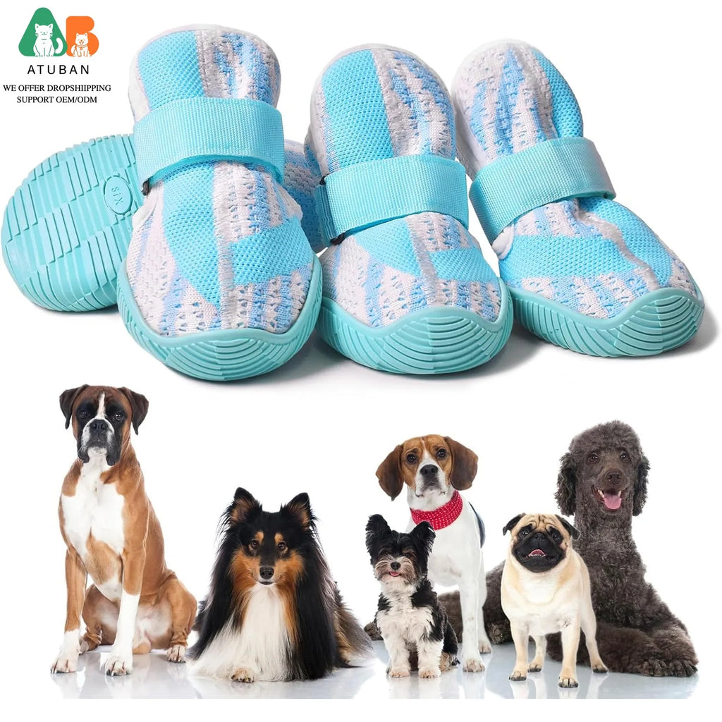 Breathable Dog Boots for Dogs,Non-Slip Dog Shoes for Winter Snow and Summer Hot Pavement,Lightweight Paw Protector Dog Booties