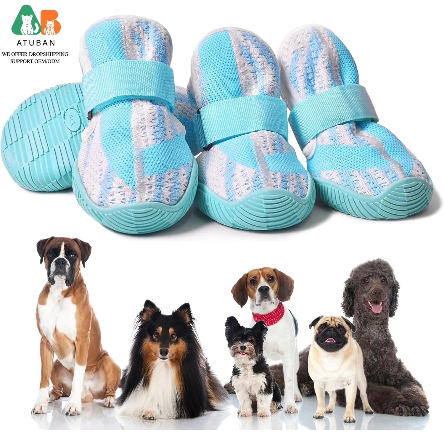 Breathable Dog Boots for Dogs,Non-Slip Dog Shoes for Winter Snow and Summer Hot Pavement,Lightweight Paw Protector Dog Booties