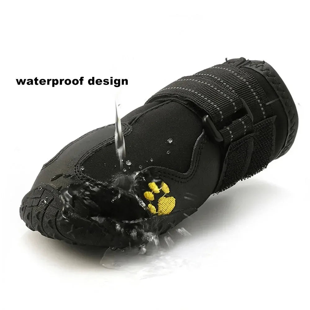 Waterproof Dog Shoes Anti-Slip Rubber Dog Booties Reflective Paw Protector for Summer Hot Pavement Winter Snow 4PCS