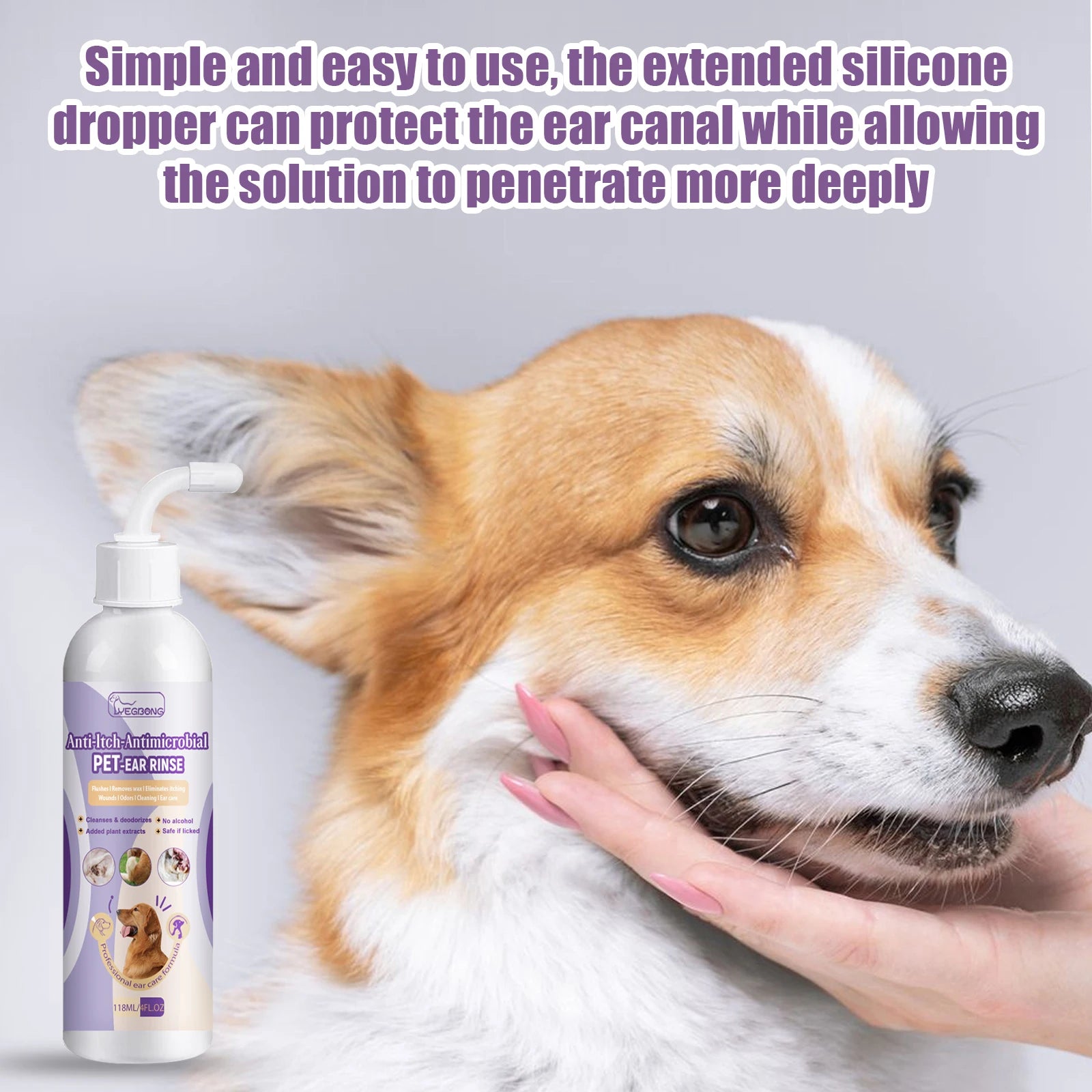 Pet Ear Cleaner For Dogs Cats Relieve Odor Remove Ear Wax Gentle Cleaning Drops Prevents Itching Infection Inflammation Control
