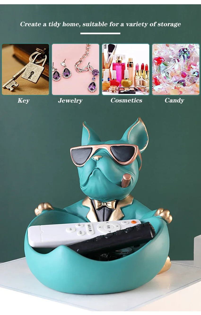 Home Decor Cool Dog Figurine Dog Statue Storage Box Animal Ornament Resin Craft Art Sculpture Figurine Home Decoration Gift