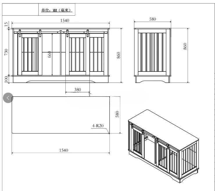 Large Dog Crate Furniture For 2 Dog Wood Dog Crate Cage Furniture With Removable Divider Sliding Door TV Stand Indoor Kennel