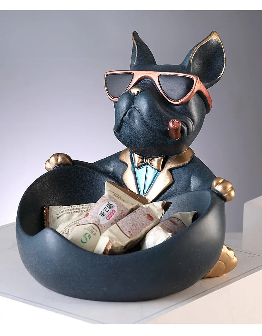 Home Decor Cool Dog Figurine Dog Statue Storage Box Animal Ornament Resin Craft Art Sculpture Figurine Home Decoration Gift