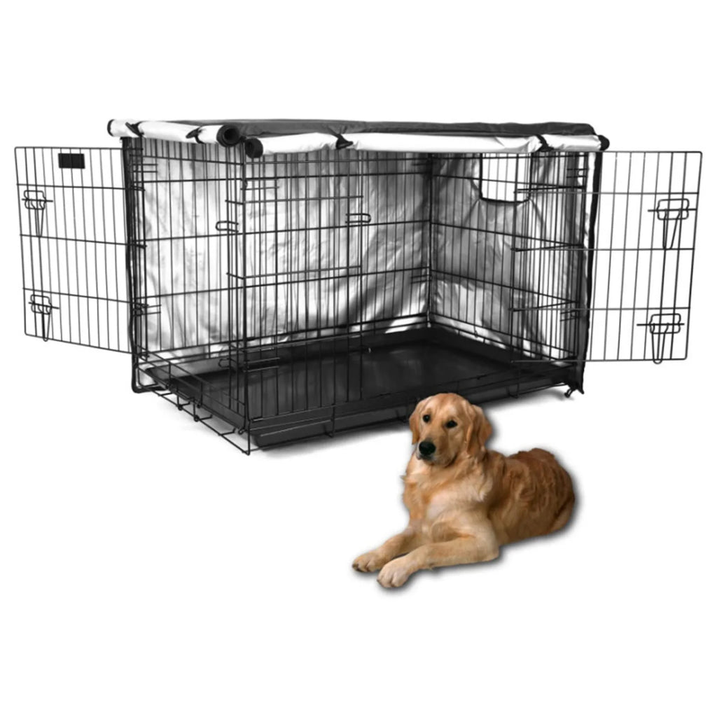 Wire Dog Crate Cover Double Door Privacy Dog Crate Cover 42 Inches Heavy Duty Oxford Fabric Puppy Crate Sunshade For Wire Cage