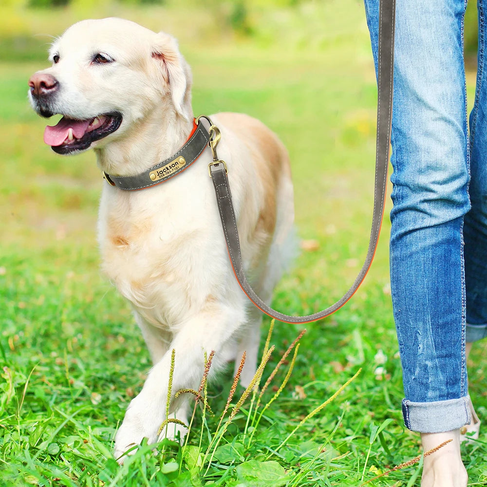 5ft PU Leather Dog Leash 2 Layer Soft Leather Dog Leash Pet Walking Training Leads Durable for Small Medium Large Dogs Pitbull