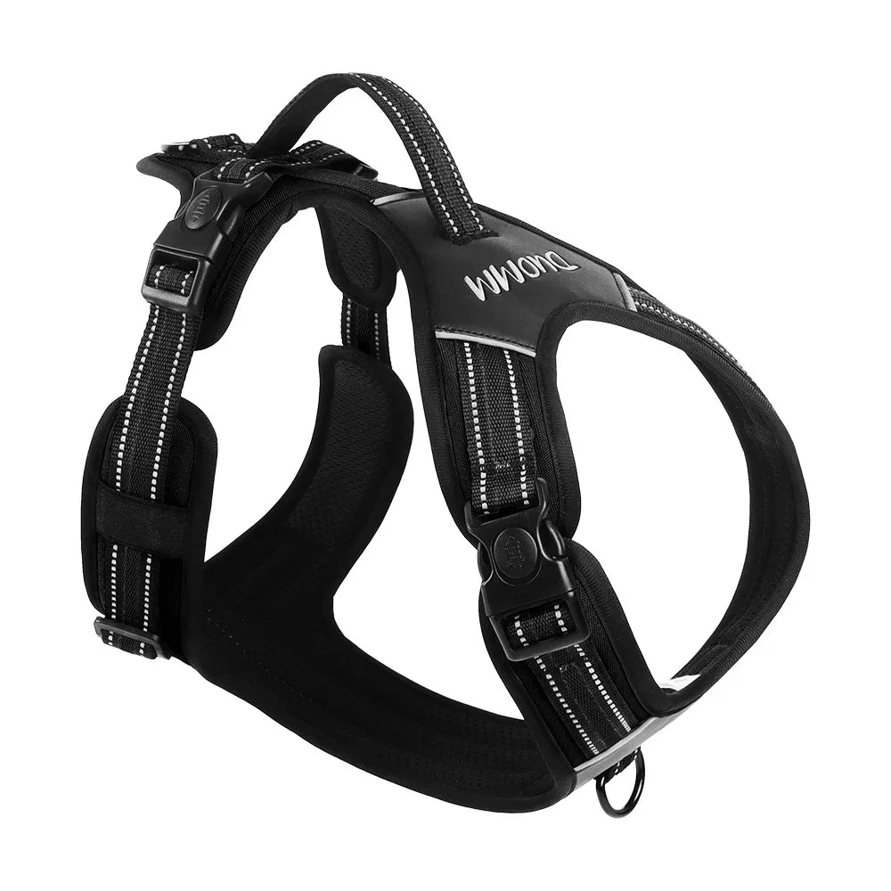 Dog Harness,No Pull Harness,Reflective No-Choke Pet PU Vest,Adjustable Soft Padded Pet Vest with Handle for Small To Large Dogs