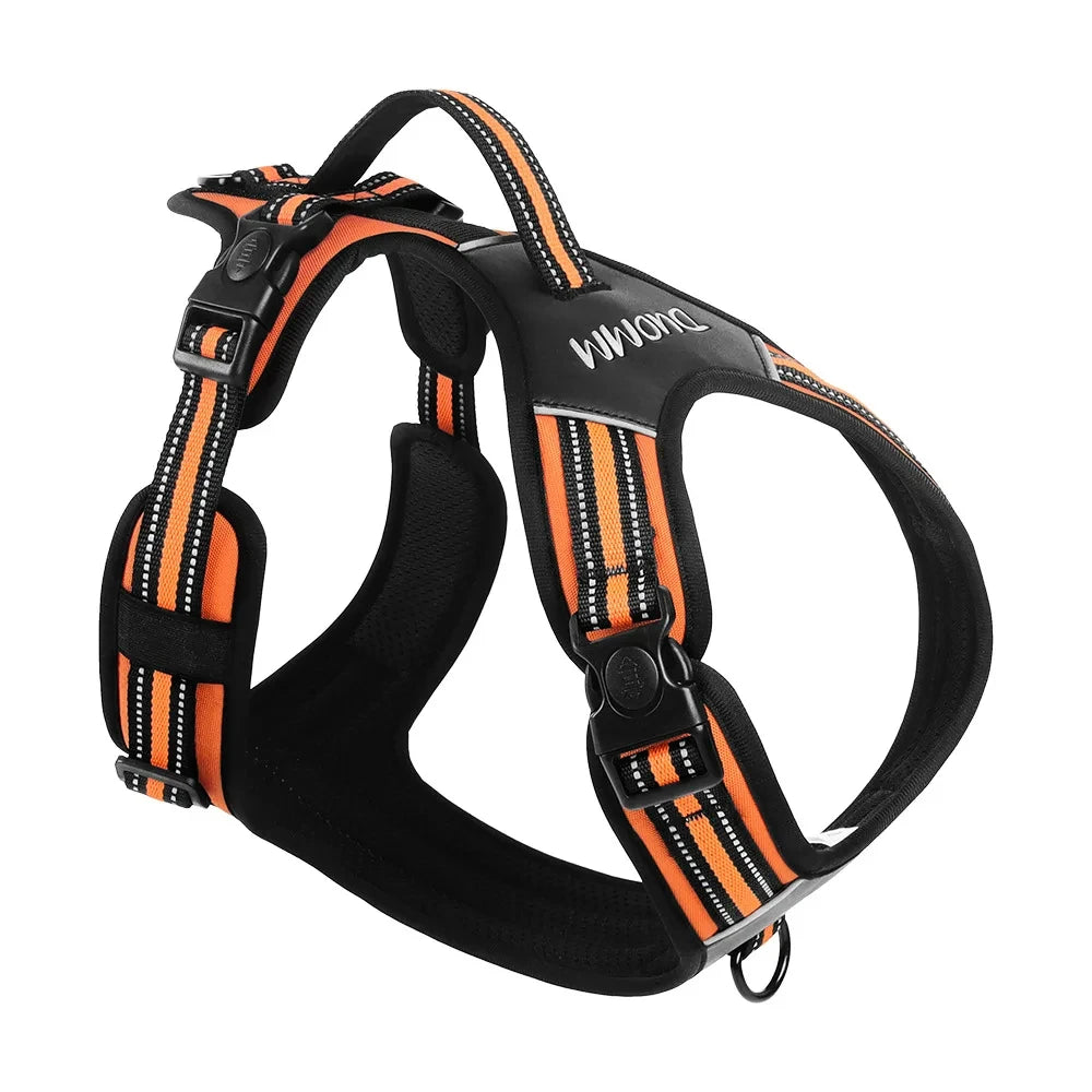 Dog Harness,No Pull Harness,Reflective No-Choke Pet PU Vest,Adjustable Soft Padded Pet Vest with Handle for Small To Large Dogs