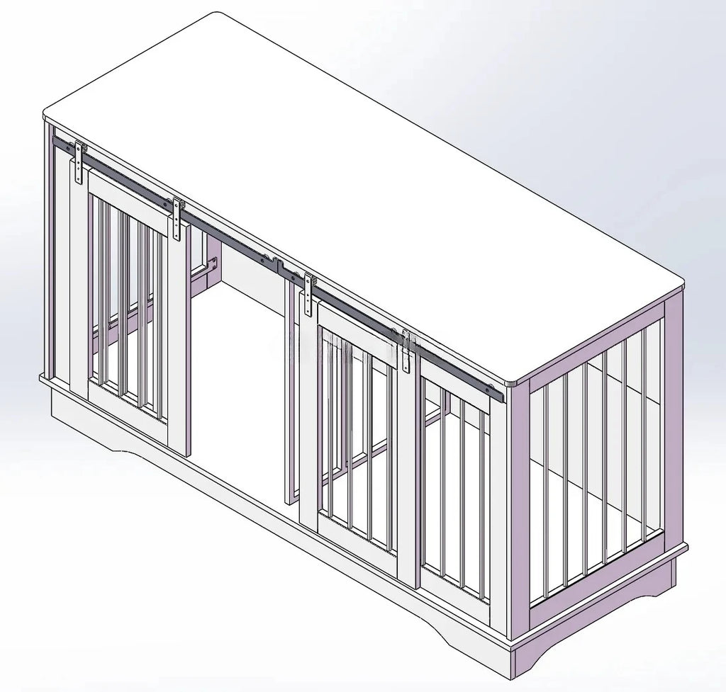 Large Dog Crate Furniture For 2 Dog Wood Dog Crate Cage Furniture With Removable Divider Sliding Door TV Stand Indoor Kennel