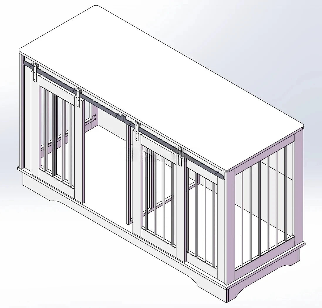 Large Dog Crate Furniture For 2 Dog Wood Dog Crate Cage Furniture With Removable Divider Sliding Door TV Stand Indoor Kennel