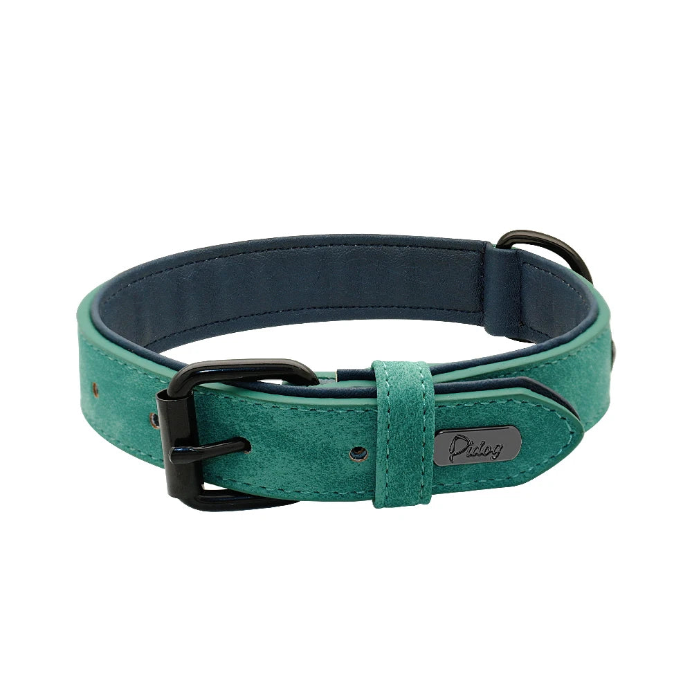 Large Dog Collar Soft Padded Dog Collars Durable Real Leather Pet Necklace Collar for Big Dogs Rottweiler Labrador Pitbull