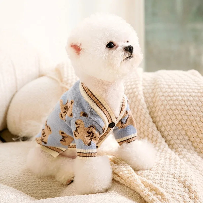Dog Winter Sweater Knitted Warm Pet Clothes for Small Medium Dogs Chihuahua Puppy Pet Sweaters Yorkshire Cardigan Dog Coat Vest