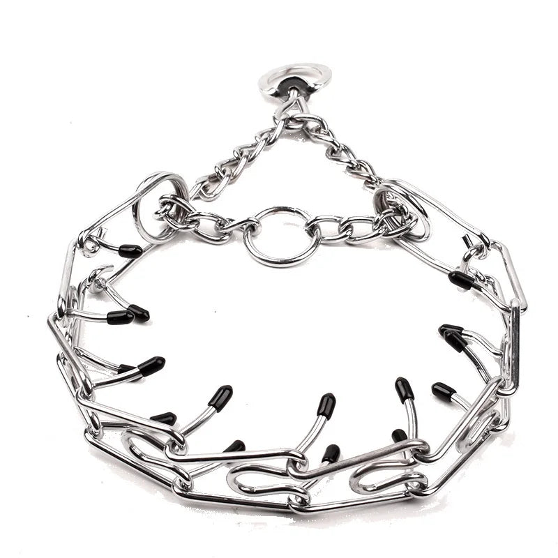 Dog Training Collar Adjustable Metal Choke Spike Chain with Rubber Tips Pet Supplies Prong Collar for Small Medium Large Dogs