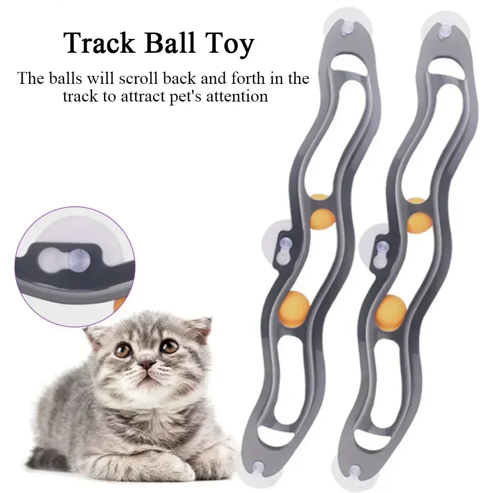 Window Track Cat Toy Interactive Cat Ball Toy with Suction Cup for Indoor Cats Kitten Exercise Play Chase Track Durable Safe