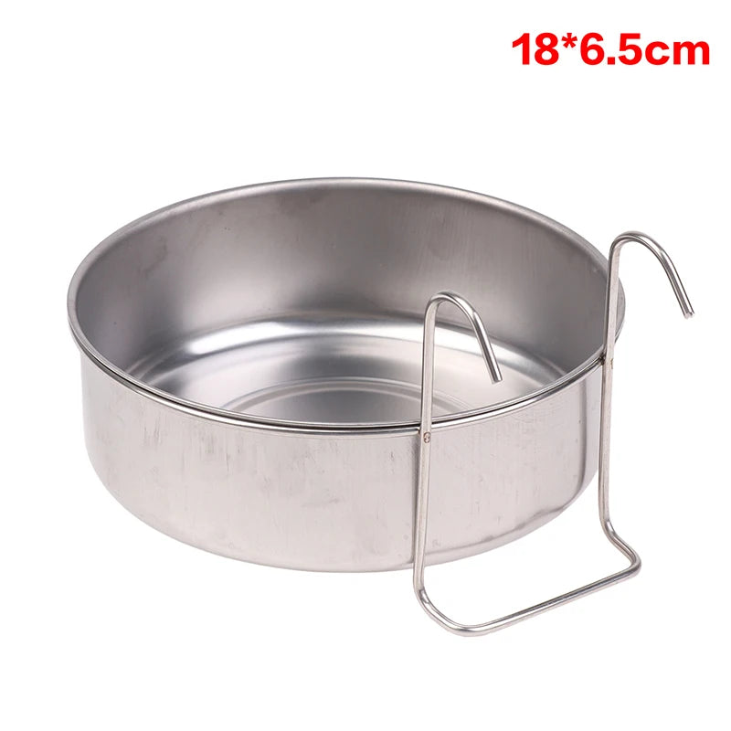 Crate Dog Cat Bowl Stainless Steel Hanging Pet Cage Bowl Food Water Feeder Coop Cup For Cat Puppy Birds Rats 5 Sizes