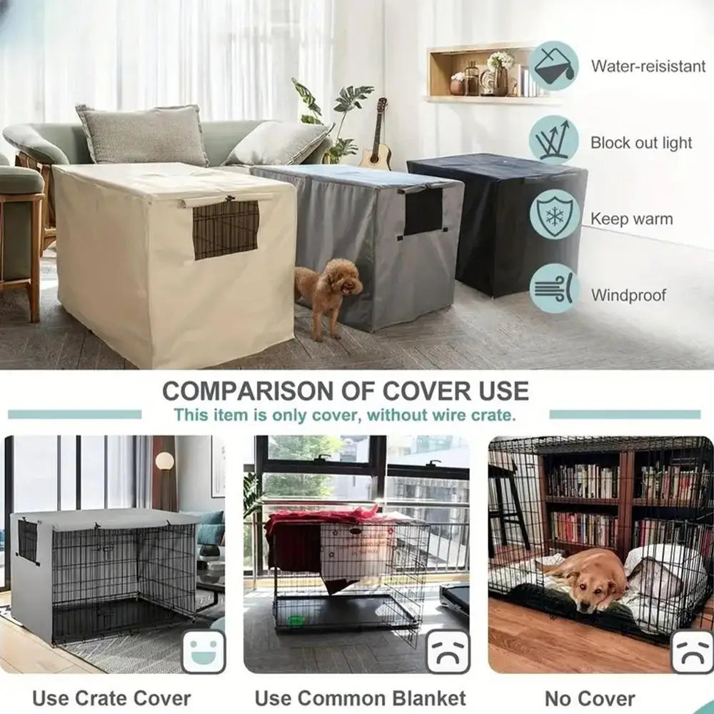 Oxford cloth Dog Kennel Cover Waterproof Windproof Pet Crate Protective Dog Kennel Cover Universal Fit For Indoor Outdoor Crates