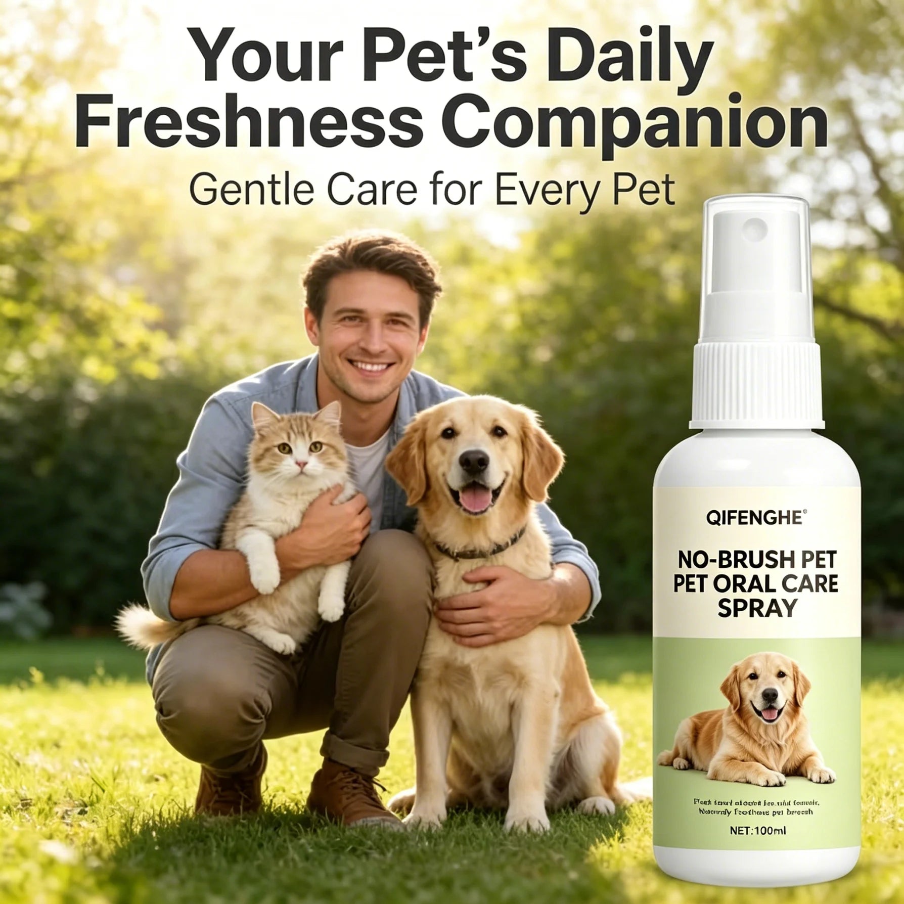 Pet oral freshener spray, which can freshen breath and promote the oral health of cats and dogs