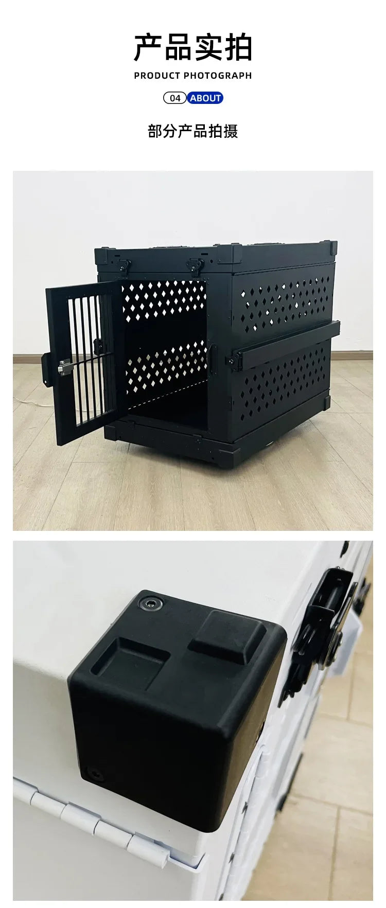 Heavy Duty Fully Collapsible Dog Crate Aluminium Alloy Medium and Large Dogs Dog Crate Folding Pet Car Crate Camping Travel