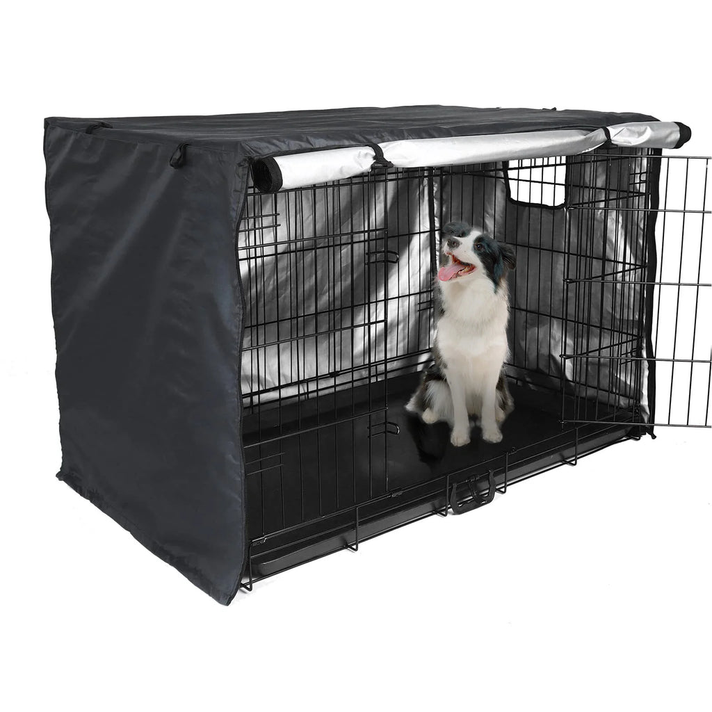 Wire Dog Crate Cover Double Door Privacy Dog Crate Cover 42 Inches Heavy Duty Oxford Fabric Puppy Crate Sunshade For Wire Cage