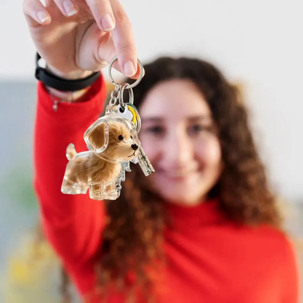 Transparent Dog Hair Storage Container Adorable Pet Keepsake Capsule Pendant With Key Ring for Pet Lovers DIY Memorial Keychain