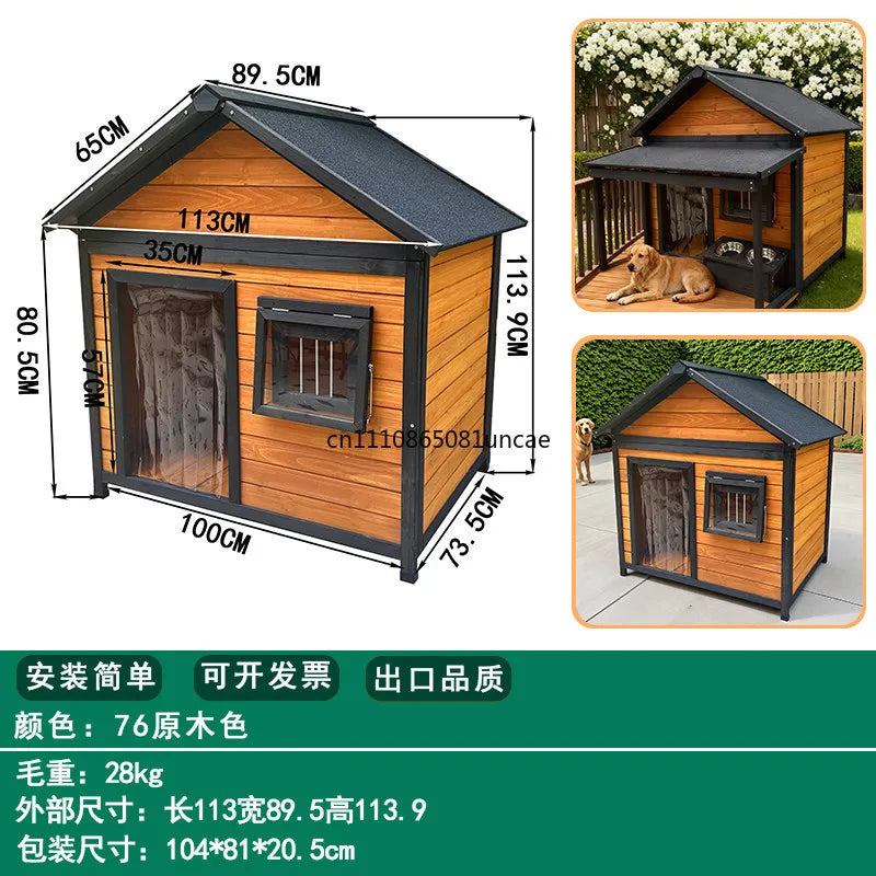 Outdoor Dog House Dog Cage All Seasons Wooden Kennel Outdoor Rainproof Dog House Warm Medium and Large Kennel