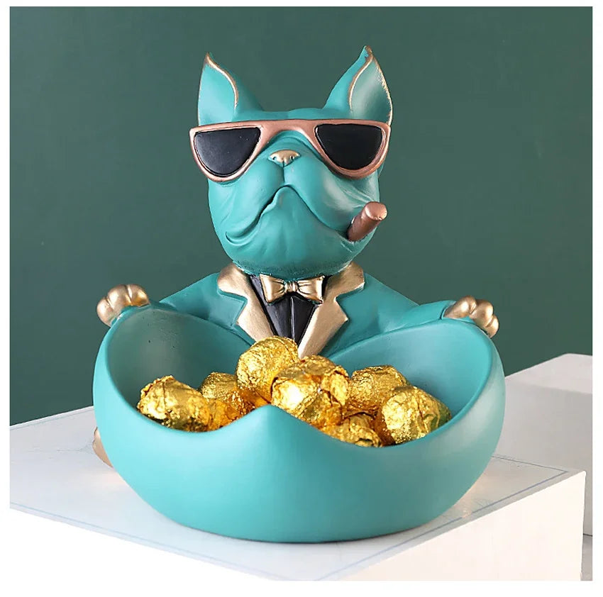 Home Decor Cool Dog Figurine Dog Statue Storage Box Animal Ornament Resin Craft Art Sculpture Figurine Home Decoration Gift