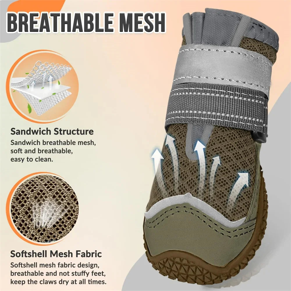 Dog Shoes Breathable Anti Slip Booties for Large Medium Small Dogs Hot Pavement Winter Snow Hiking Travel Paw Protectors