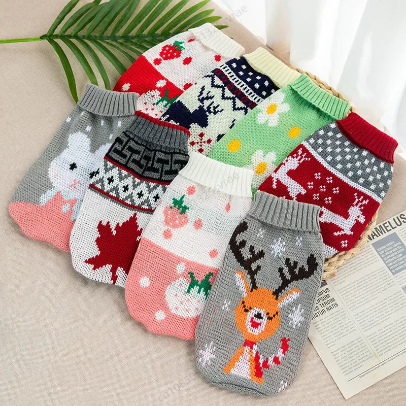 Warm Pet Dog Sweaters Winter Dog Clothes for Small Medium Dogs Knitted Puppy Cat Coat Chihuahua Yorkie French Bulldogs Customes