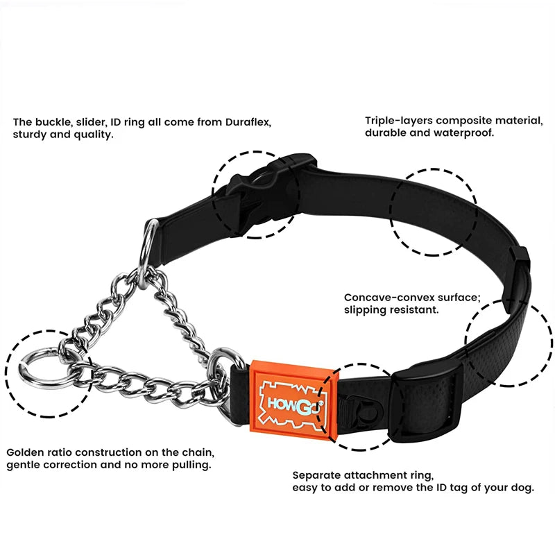 Adjustable Dog Martingale Collar Training Collar Chain No Pull Pet Chocker Waterproof Walking Outdoor for Small Medium Large Dog