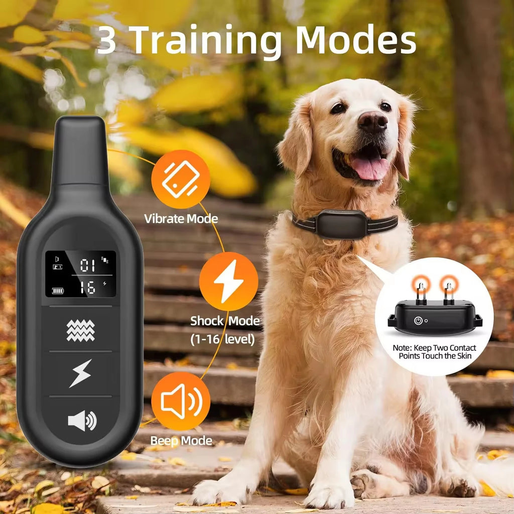 Electric Dog Training Collar Waterproof Dog Bark Collar Pet With Remote Control Rechargeable Anti Barking Device All Size Dogs