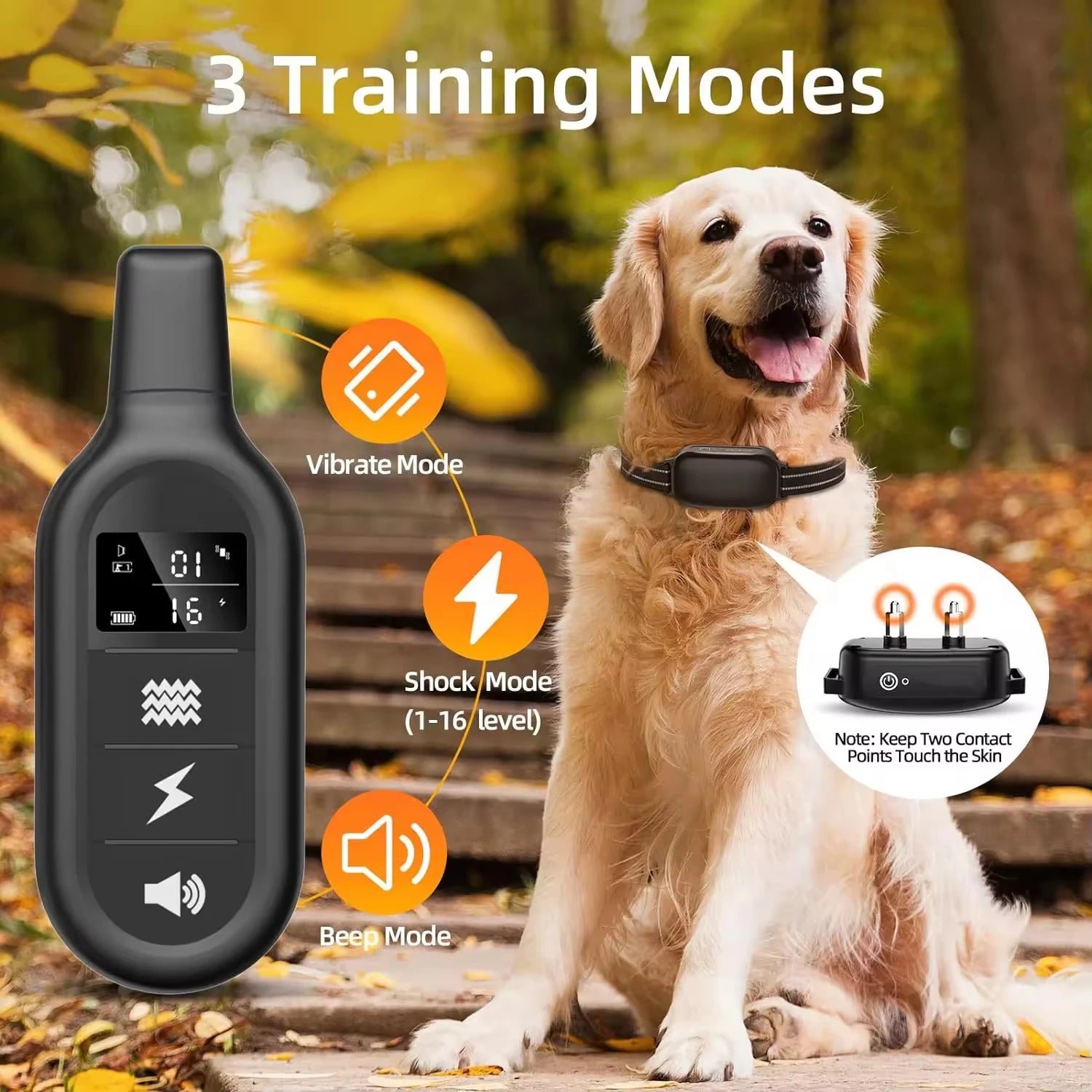 Electric Dog Training Collar Waterproof Dog Bark Collar Pet With Remote Control Rechargeable Anti Barking Device All Size Dogs