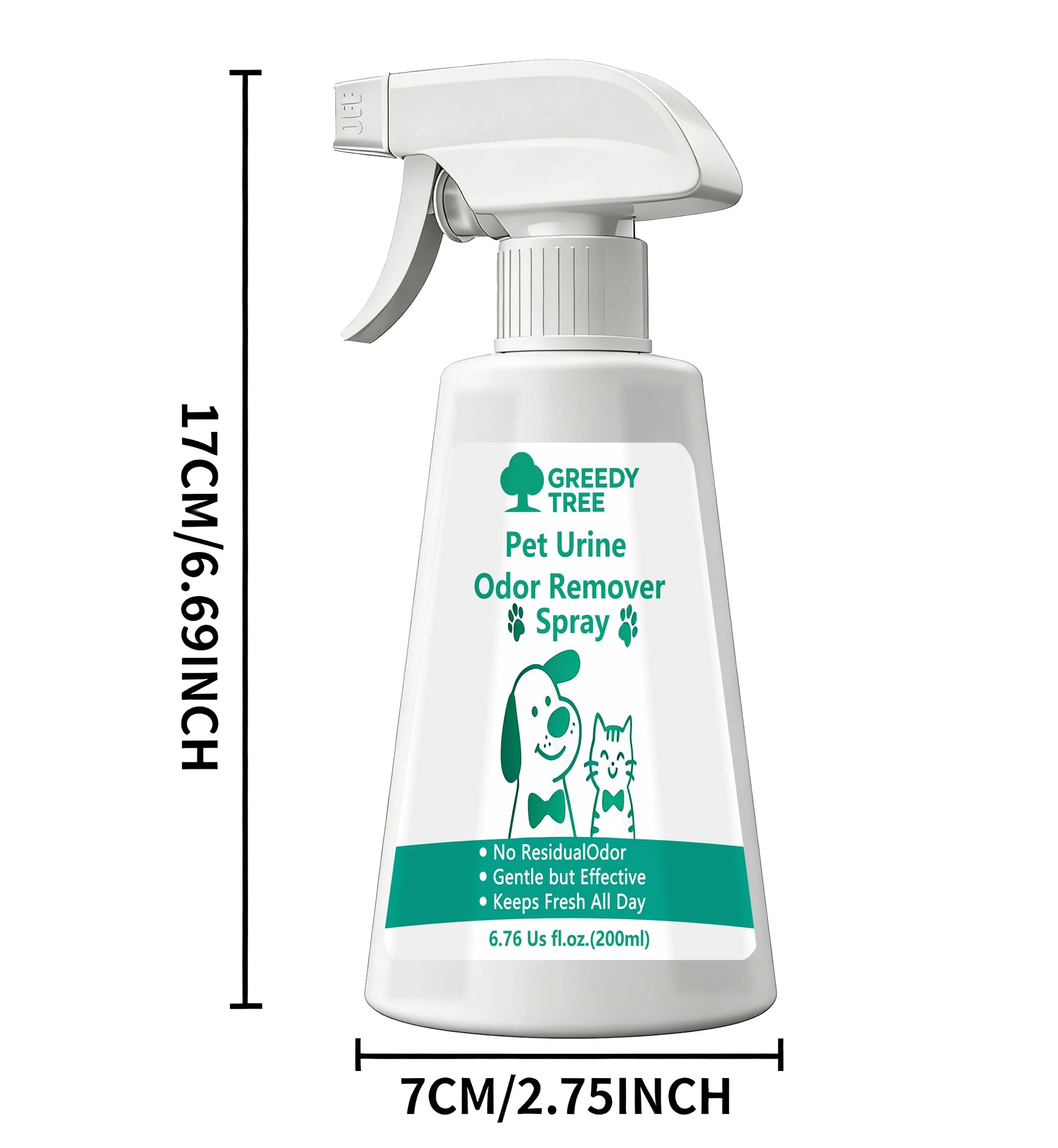 Pet Urine Odor Remover Spray for Dogs & Cats, No Residue Gentle Effective All-Day Fresh Deodorizer,