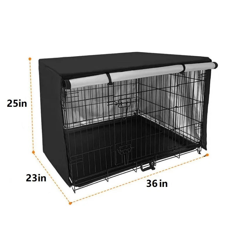 Universal Double Door Dog Crate Cover, Wire Dog Cage Cover Roller Shades, Waterproof Durable Lightweight