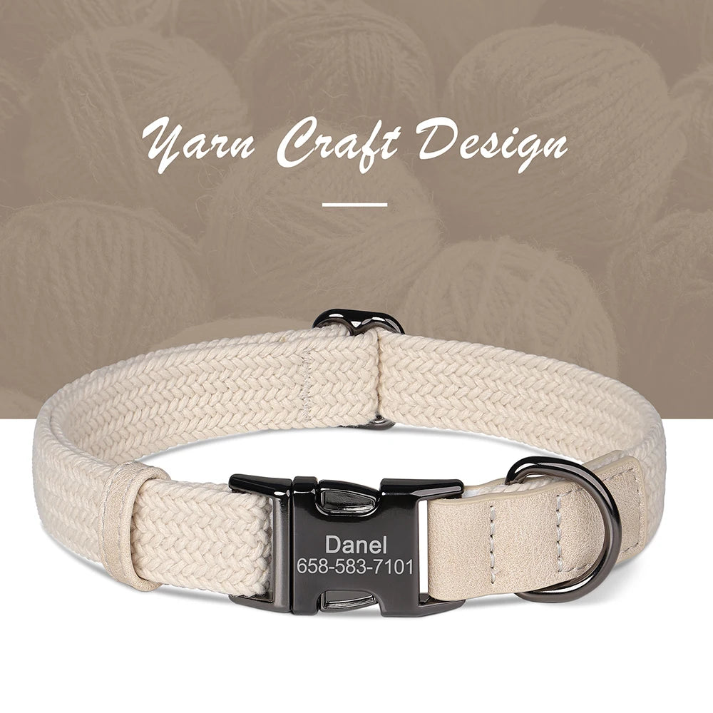 Custom Dog Collar Dog Durable Nylon Dog Collars Free Engraved Pet Name Buckle Necklace Adjustable for Small Medium Large Dogs
