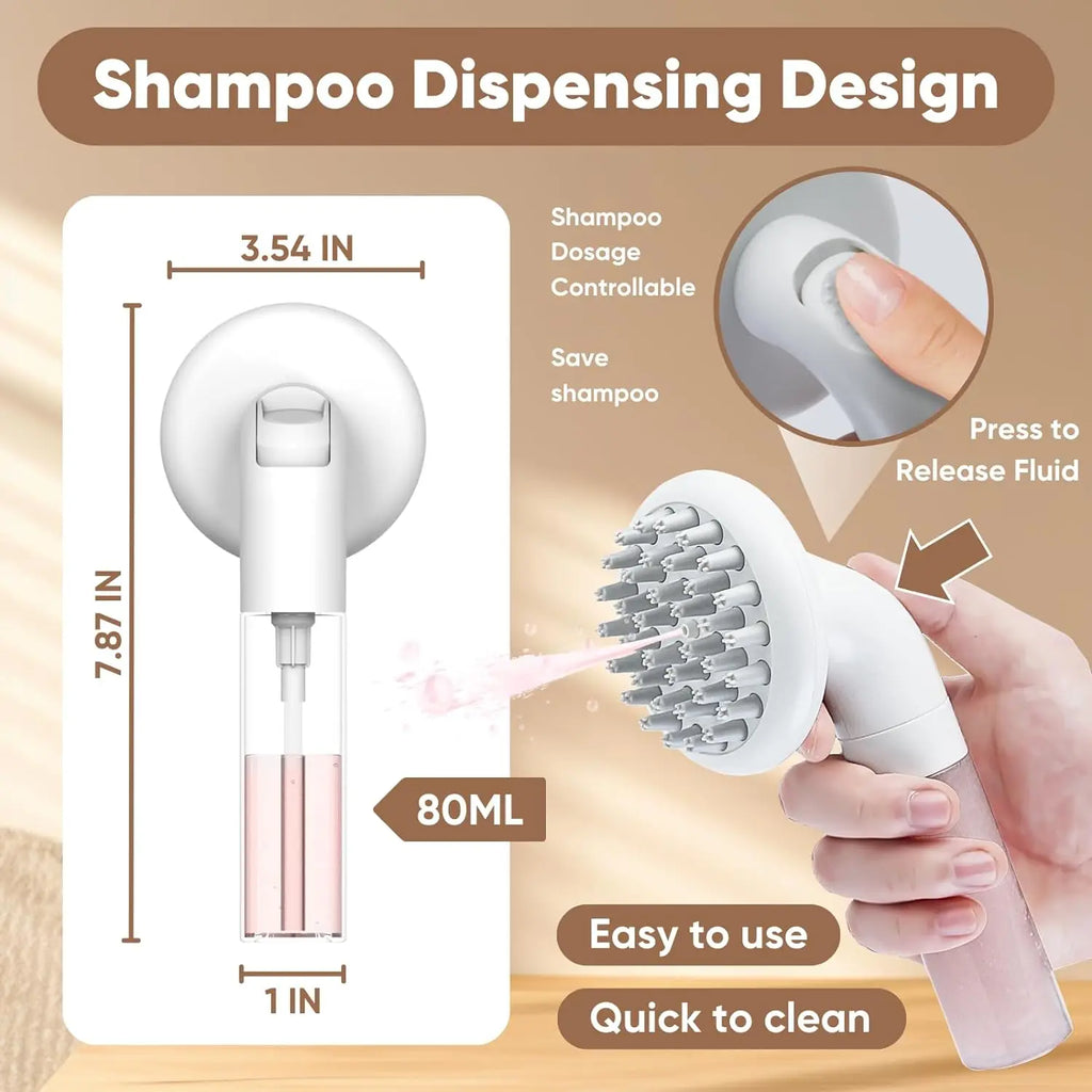 Dog Bath Brush 3 in1 Dog Shampoo Brush Soft Silicone Dog Brush for Pet Grooming Washing Soap Brush 36 Clean Massage Brush Head