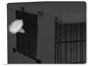 Explore Land Dog Crate Cover Heavy Duty Polyester Pet Kennel Sunshade Universal Fit for 42 inches Wire Cage (Black)