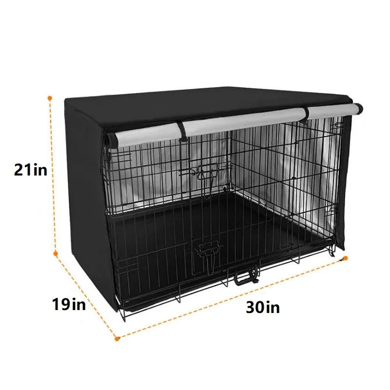 Universal Double Door Dog Crate Cover, Wire Dog Cage Cover Roller Shades, Waterproof Durable Lightweight