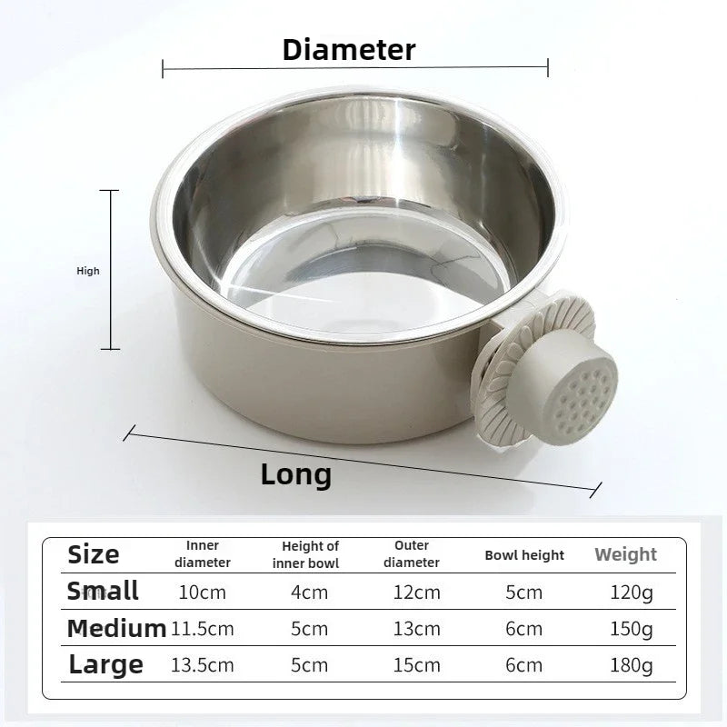 Dog Crate Food and Water Bowl Small Pet Hanging Kennel Removable Dish Feeding Cup No Spill with Holder for Medium Large