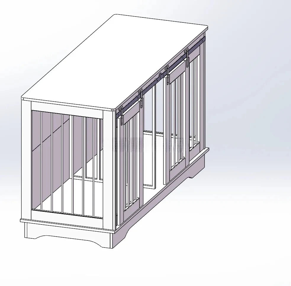 Large Dog Crate Furniture For 2 Dog Wood Dog Crate Cage Furniture With Removable Divider Sliding Door TV Stand Indoor Kennel