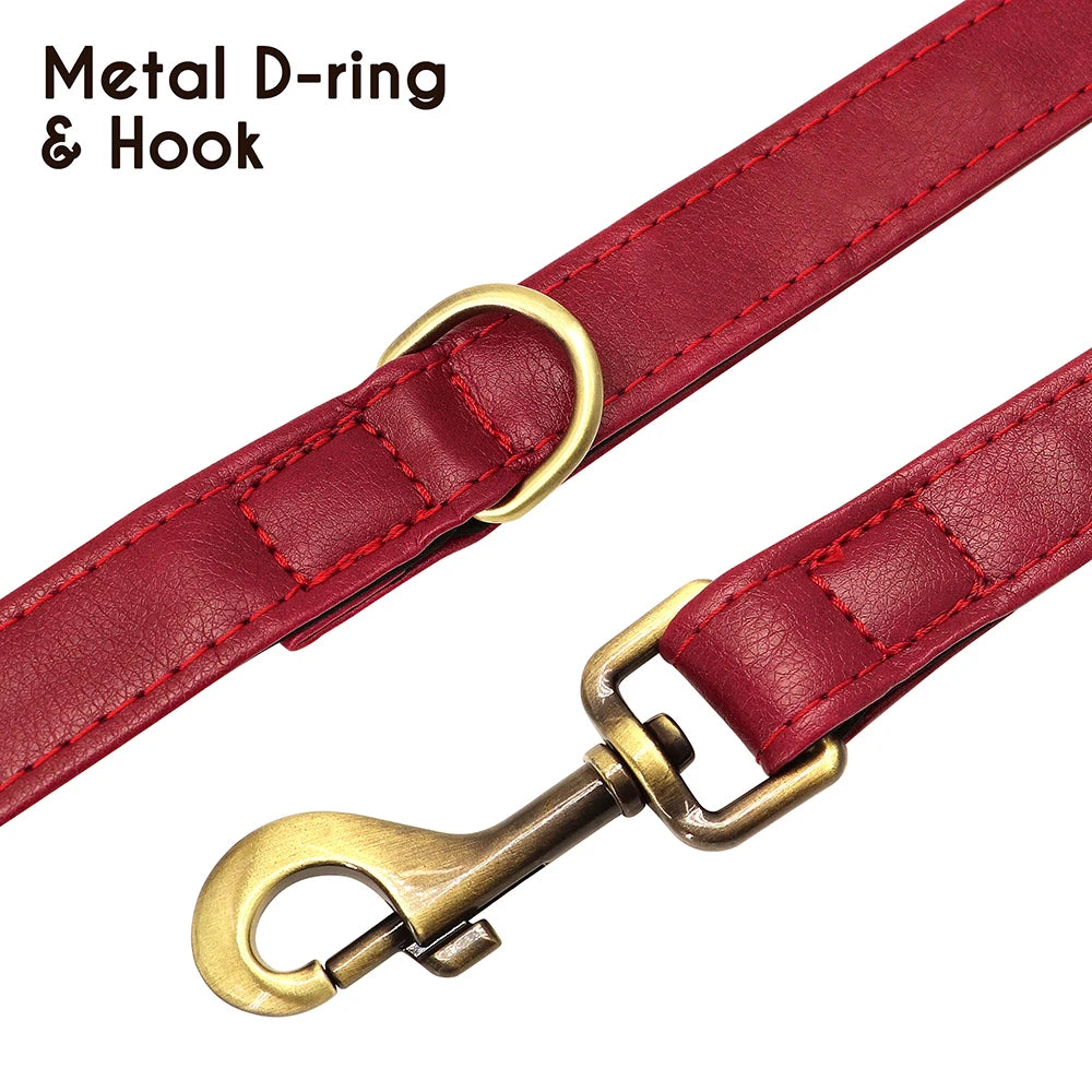 5ft PU Leather Dog Leash 2 Layer Soft Leather Dog Leash Pet Walking Training Leads Durable for Small Medium Large Dogs Pitbull