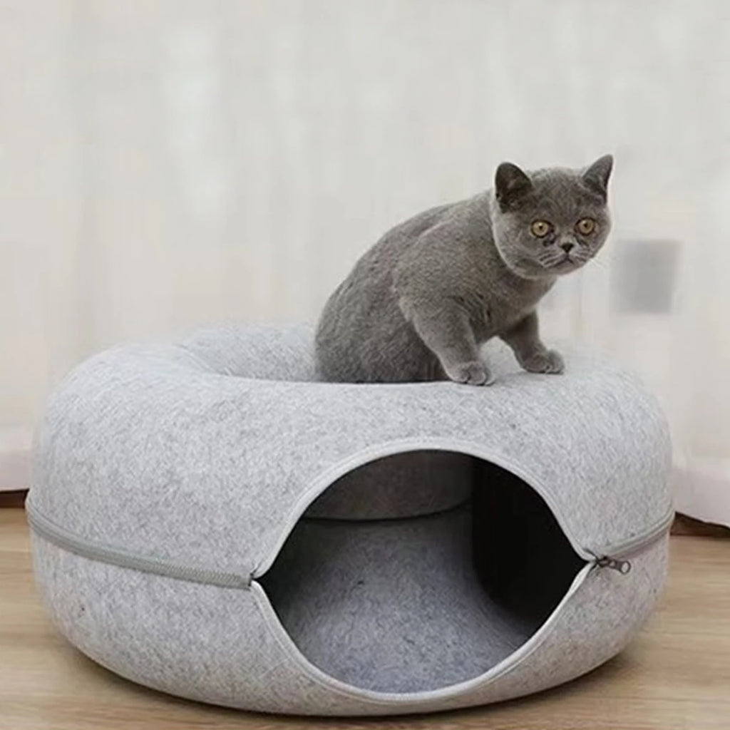B-Tunnel Donut Cat Bed Interactive Tunnel Pet Felt Indoor Toys Cats House Kitten Training Toy Cat Kennel Cat Accessories