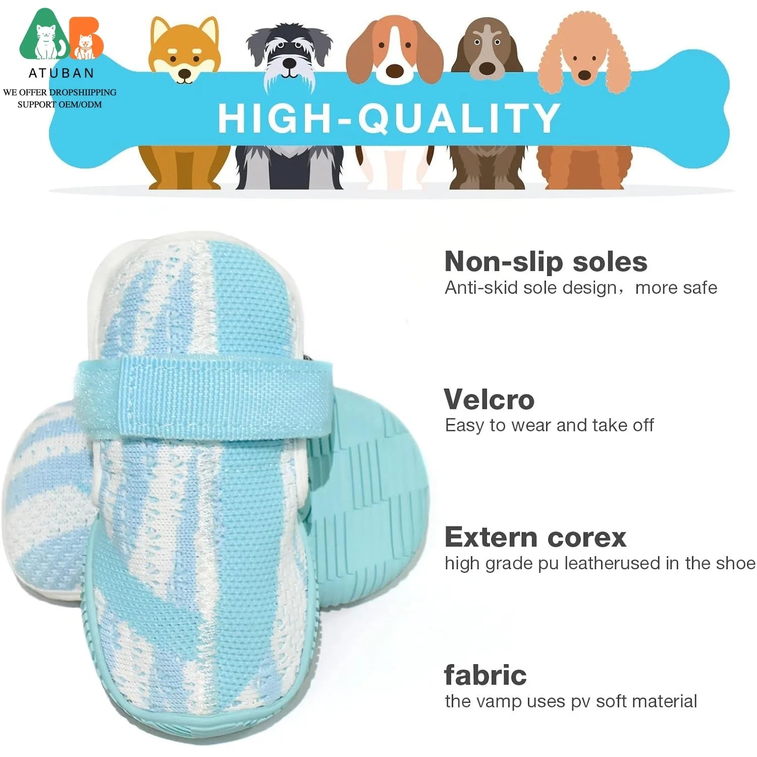 Breathable Dog Boots for Dogs,Non-Slip Dog Shoes for Winter Snow and Summer Hot Pavement,Lightweight Paw Protector Dog Booties