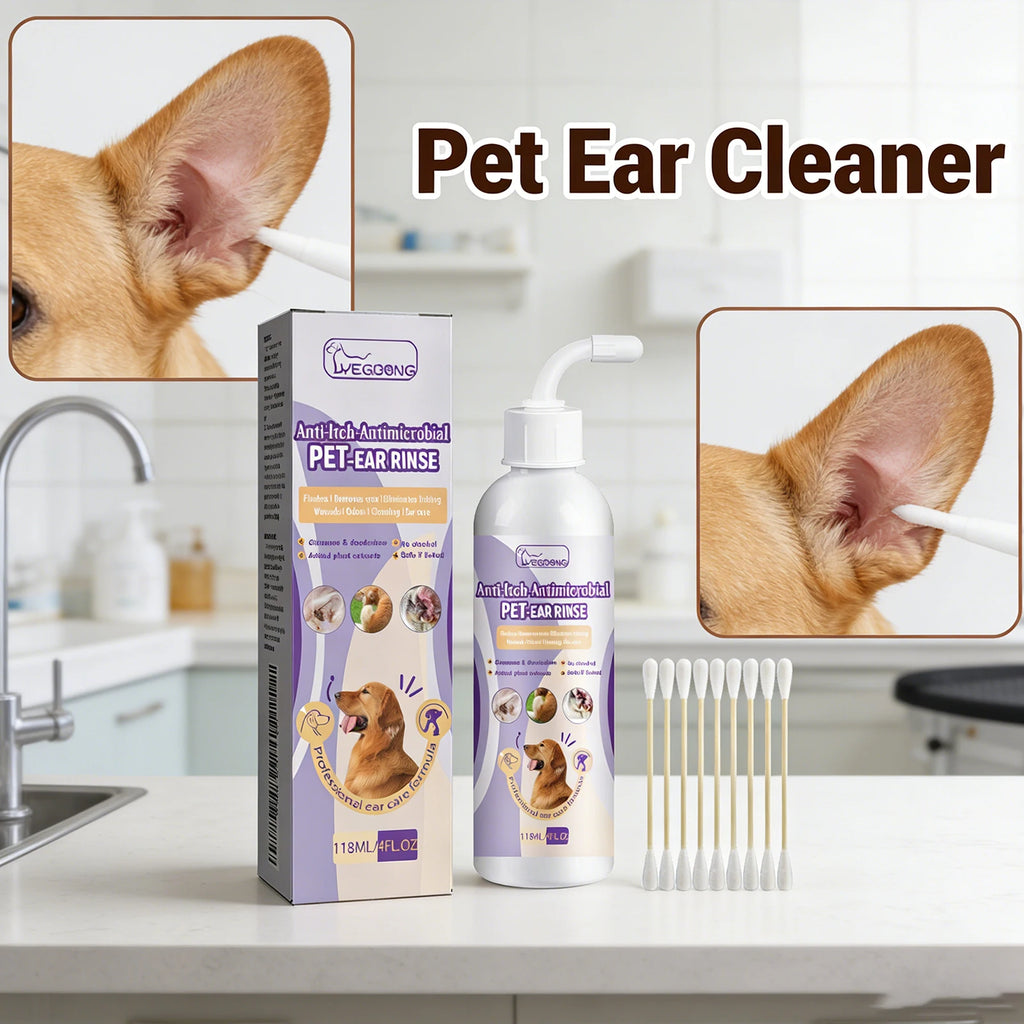 Pet Ear Cleaner For Dogs Cats Relieve Odor Remove Ear Wax Gentle Cleaning Drops Prevents Itching Infection Inflammation Control