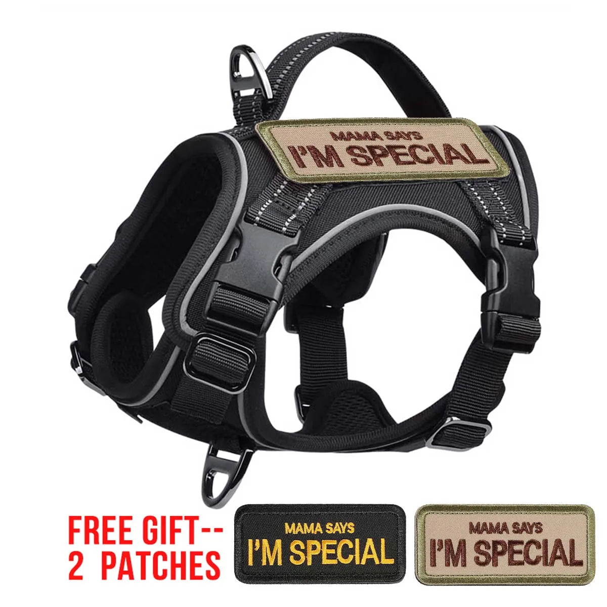 Tactical Dog Harness for Small Dogs - Military Service Dog Vest with Vertical Handle and Reflective Vest for Outdoor Training
