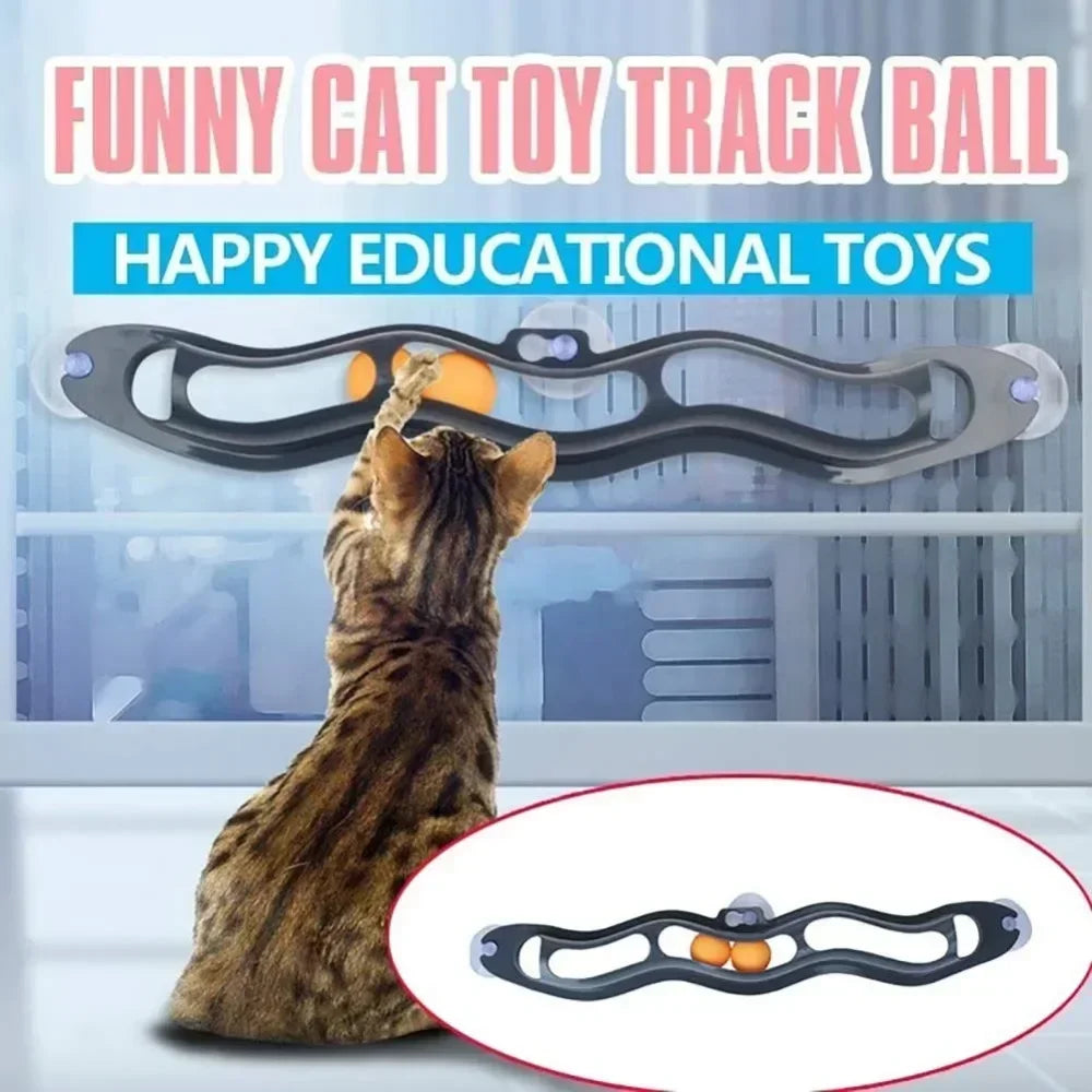 Window Track Cat Toy Interactive Cat Ball Toy with Suction Cup for Indoor Cats Kitten Exercise Play Chase Track Durable Safe
