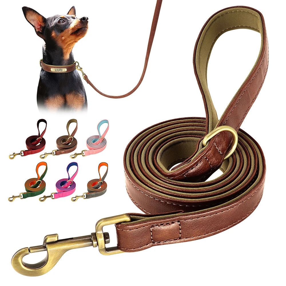 5ft PU Leather Dog Leash 2 Layer Soft Leather Dog Leash Pet Walking Training Leads Durable for Small Medium Large Dogs Pitbull