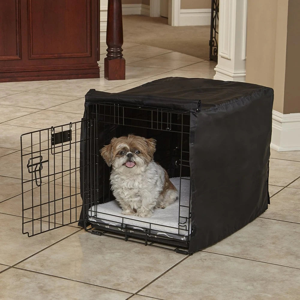 Universal Double Door Dog Crate Cover, Wire Dog Cage Cover Roller Shades, Waterproof Durable Lightweight