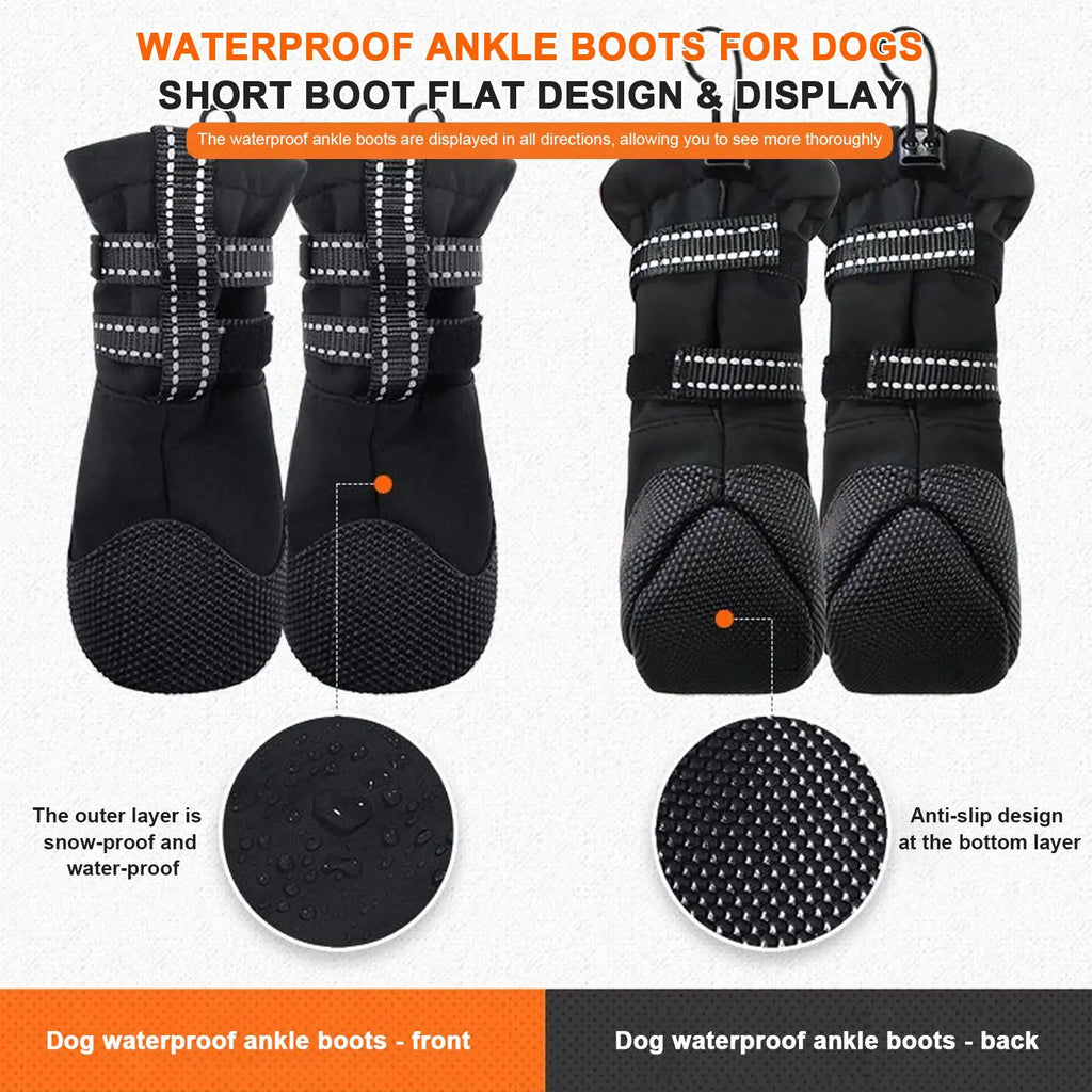 4pcs Dog Boots Anti Slip Pet Paw Shoes Wound Recovery Protective Booties for Outdoor Summer Rain Winter Snow Pet Supplies