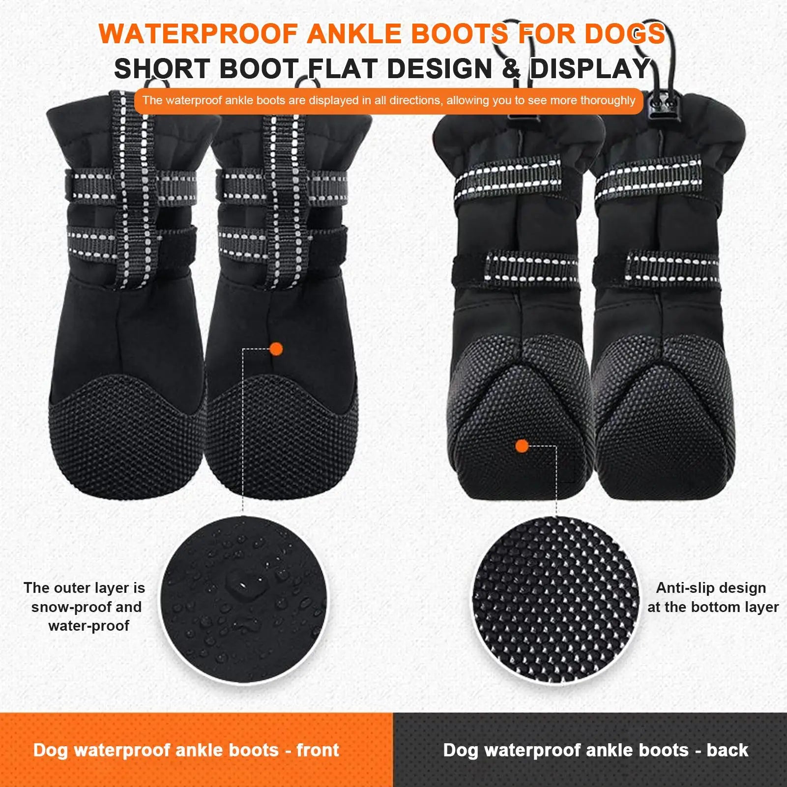 4pcs Dog Boots Anti Slip Pet Paw Shoes Wound Recovery Protective Booties for Outdoor Summer Rain Winter Snow Pet Supplies