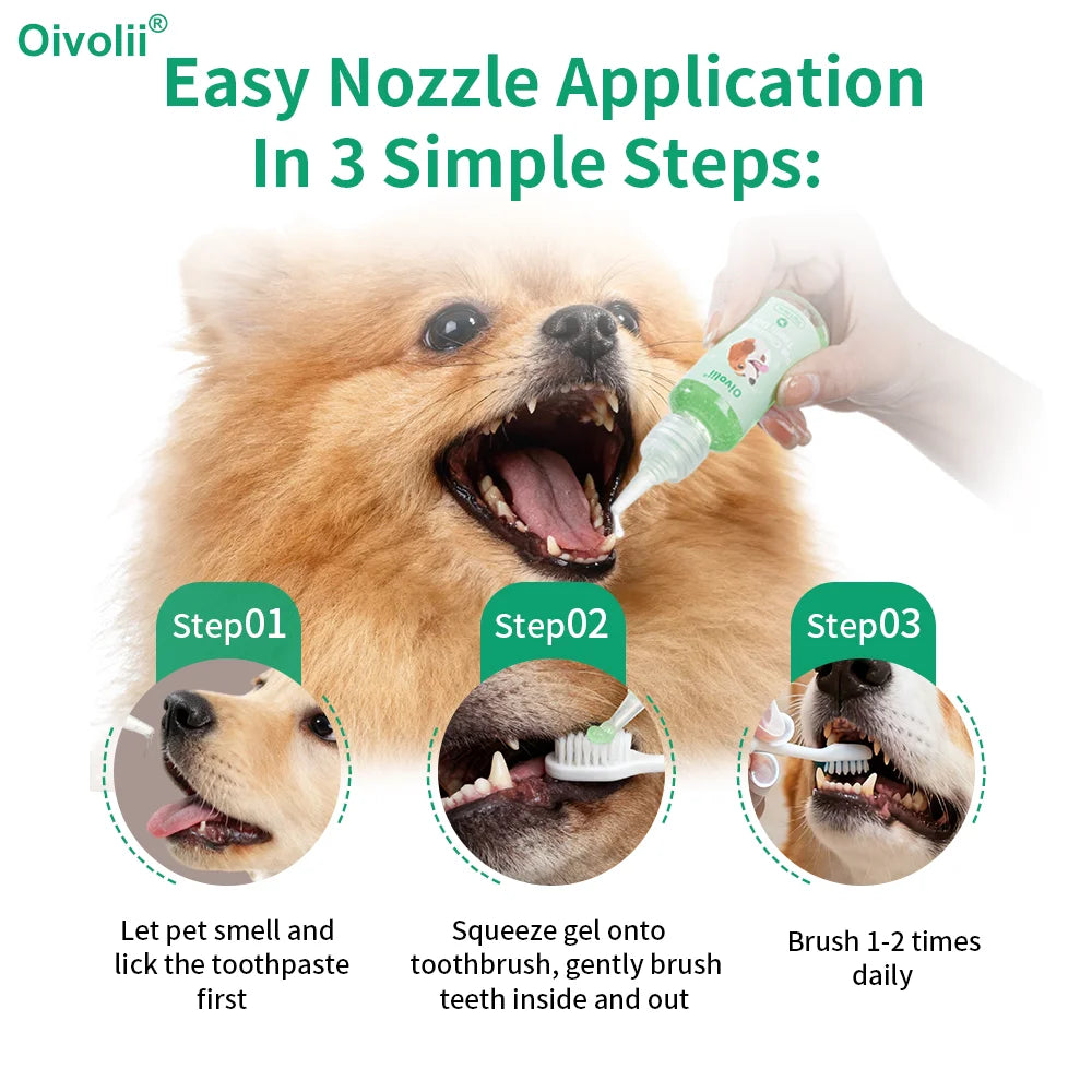 Pet Cleansing Teeth Gel Easy To Use Gentle Formula Freshens Breath For Daily Pet Dental Grooming And Gum Health Care